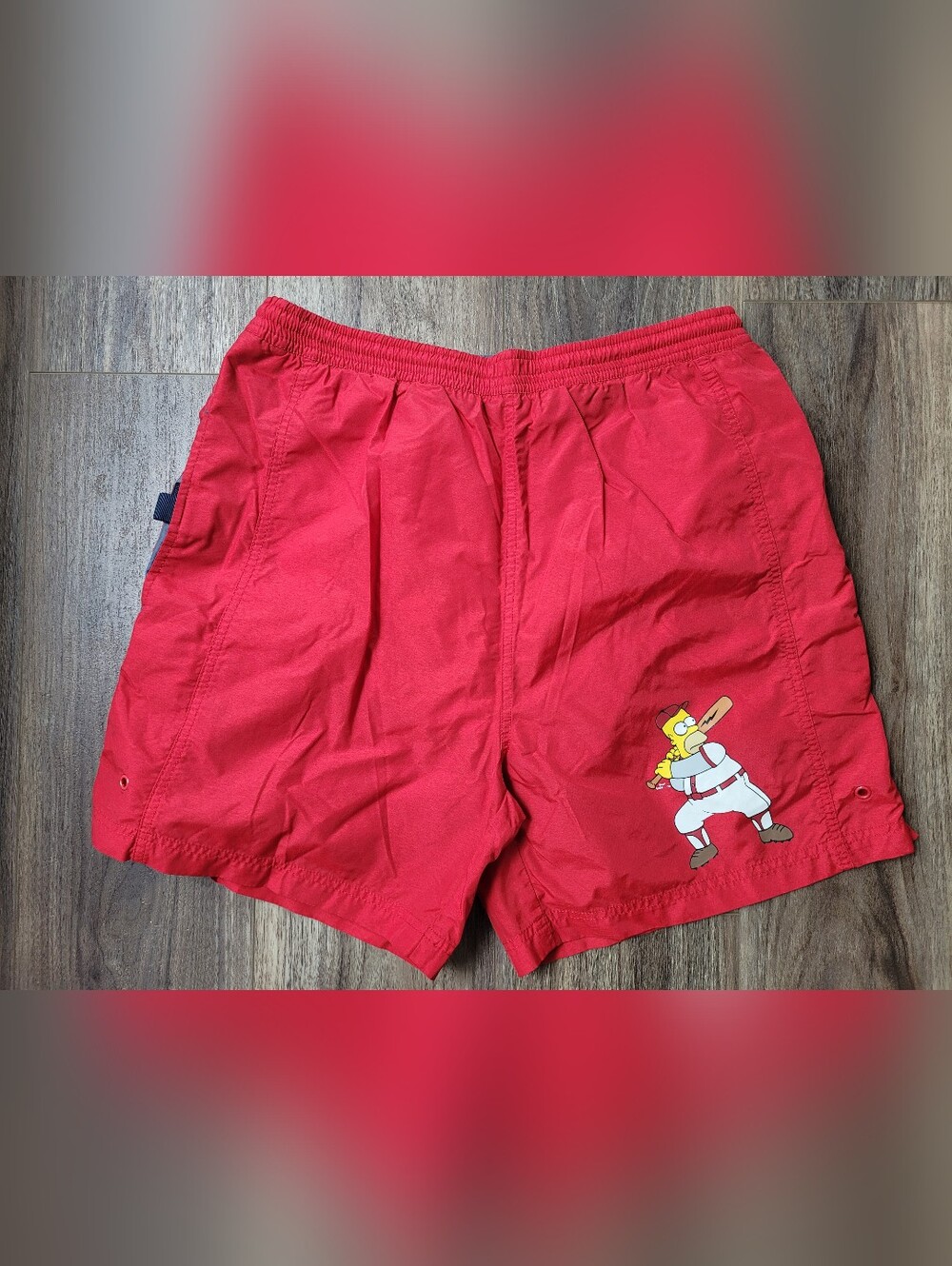 Mens Simpsons Lined Swim Trunks Baseball Graphic Homer